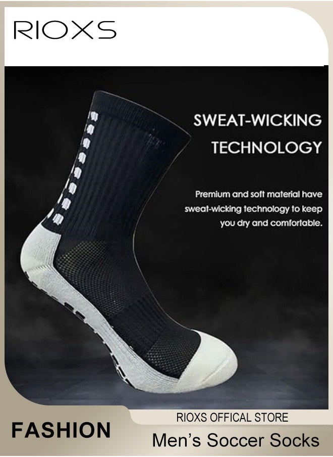RIOXS - Soccer Socks For Men Women 5 Pairs Athletic Socks Non-Slip Socks For Football Basketball Hockey Rugby Sports Sweat-absorbing Wear-resistant Sports Socks - Image 1