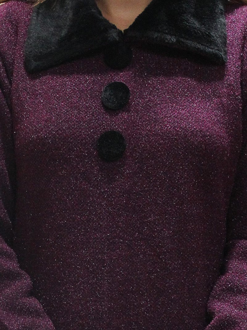 Matelco Women's Wool Straight Kurti for Winters (Ad04Caz45_Large, Wine) - Image 4
