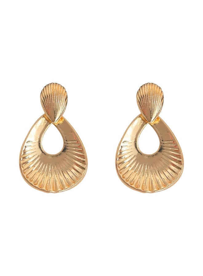 【Lava Gold】Hollow Drop Earrings: Matte Gold Embossed Texture Earrings, Retro Hollow Drop Design - Image 4