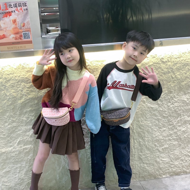 Children'S Bag Fashion Letter Baby'S Chest Bag Handsome Boy'S Wide Shoulder Strap Crossbody Bag Accessories Bag - Image 3