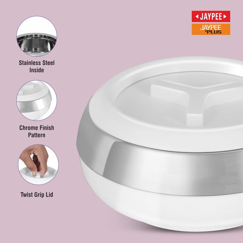 JAYPEE Palazio 800 Ultra Inner Stainless Steel Casserole |Pu Insulated Lockable Lid Food Grade Rustproof Hotbox for Kitchen |Hot Pot for Rice |Stackable |Ideal for Gifting | Capacity 800 ml, White - Image 4