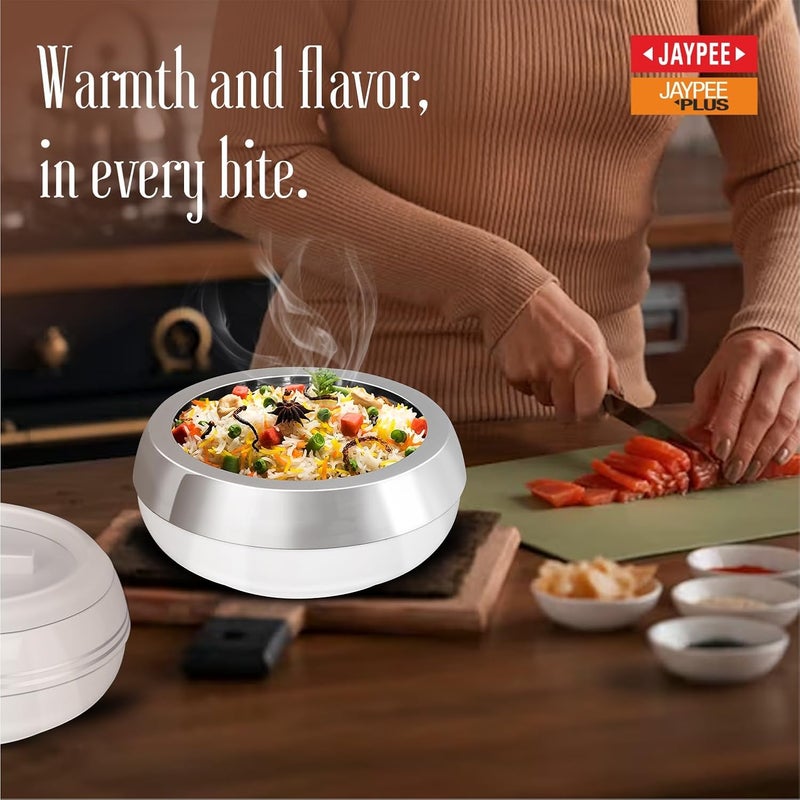 JAYPEE Palazio 800 Ultra Inner Stainless Steel Casserole |Pu Insulated Lockable Lid Food Grade Rustproof Hotbox for Kitchen |Hot Pot for Rice |Stackable |Ideal for Gifting | Capacity 800 ml, White - Image 5
