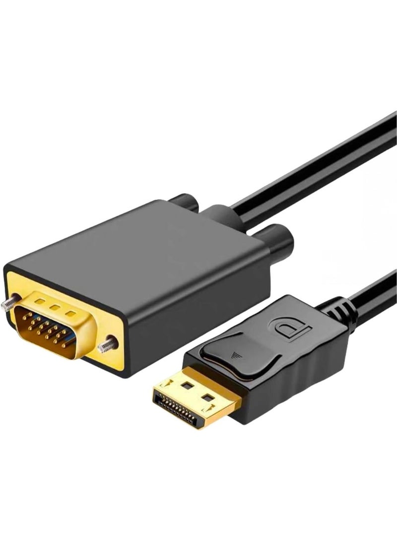Bright 1.8M DisplayPort to VGA Cable Full HD 1080P – DP to VGA Adapter Cord for PC, Laptop, Monitor & Projector – Black - Image 2