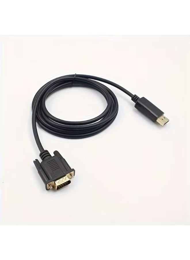 Bright 1.8M DisplayPort to VGA Cable Full HD 1080P – DP to VGA Adapter Cord for PC, Laptop, Monitor & Projector – Black - Image 4