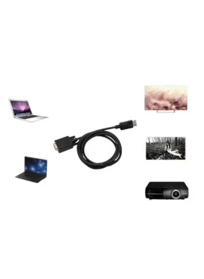 Bright 1.8M DisplayPort to VGA Cable Full HD 1080P – DP to VGA Adapter Cord for PC, Laptop, Monitor & Projector – Black - Image 3