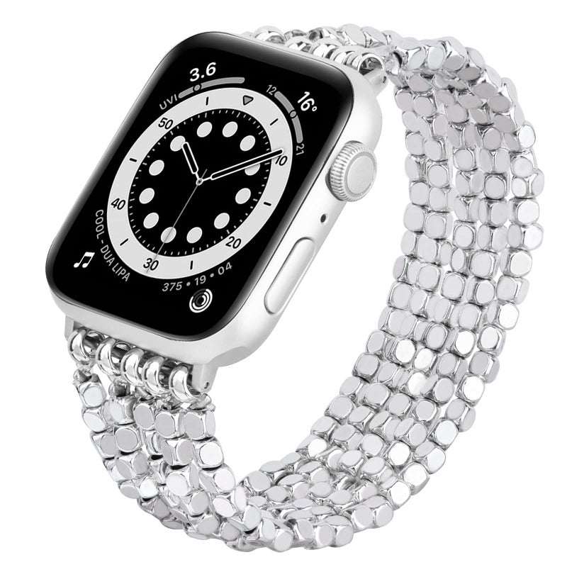 MOFREE Bracelet Compatible with Apple Watch Bracelet Band 41mm/40mm/38mm/42mm/44mm/45mm Series 9 8 7 6 SE 5 Women Fashion Handmade Elastic Stretch Beaded Strap for iWatch Series 4/3/2/1 - Image 1