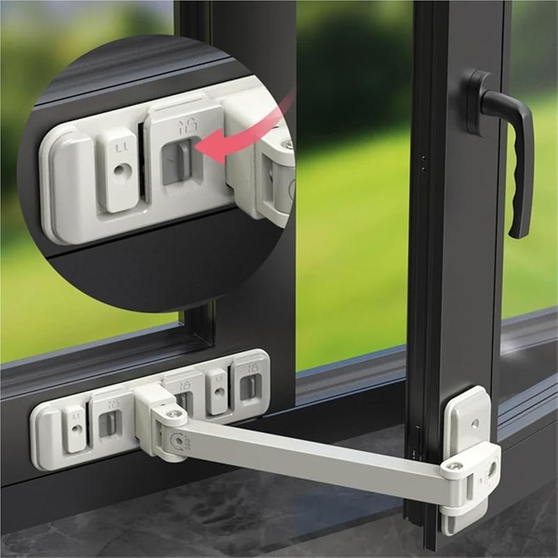 Gray Stainless Steel Window Security Lock Adjustable Sliding Door Safety Buckle - Image 4