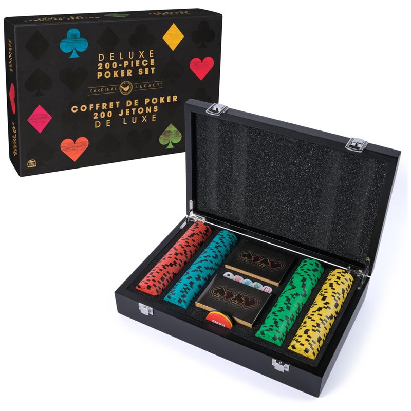 Spin Master Games Cardinal Legacy Deluxe 200Piece Poker Set Premium DualToned Poker Chips in Wooden Storage Case 210 Players for Ages 10 Up - Image 3