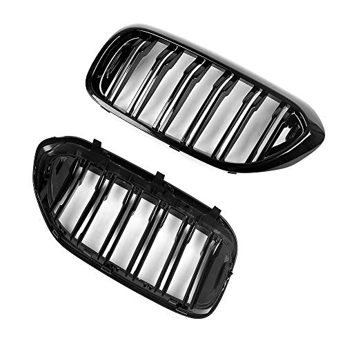 SNA G30 Grille, Front Kidney Grill Compatible for 2017-2020 BMW 5 Series G30 (ABS Double Slats Gloss Black Grills, 2-pc Set) - Image 5