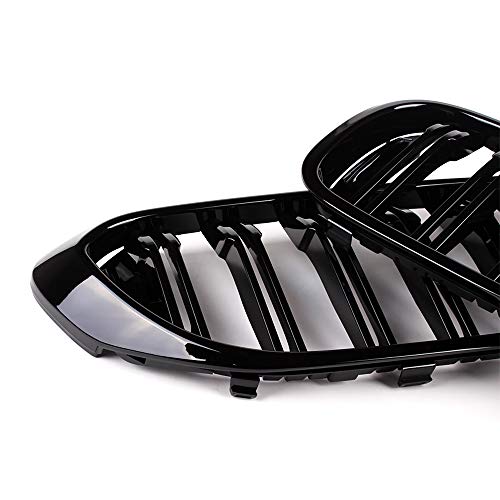 SNA G30 Grille, Front Kidney Grill Compatible for 2017-2020 BMW 5 Series G30 (ABS Double Slats Gloss Black Grills, 2-pc Set) - Image 4