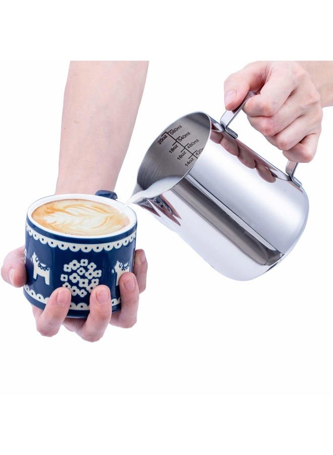 DEEMTON Milk Frothing Pitcher, Stainless Steel Latte Art Creamer Cup, 20oz/500ml - Image 2