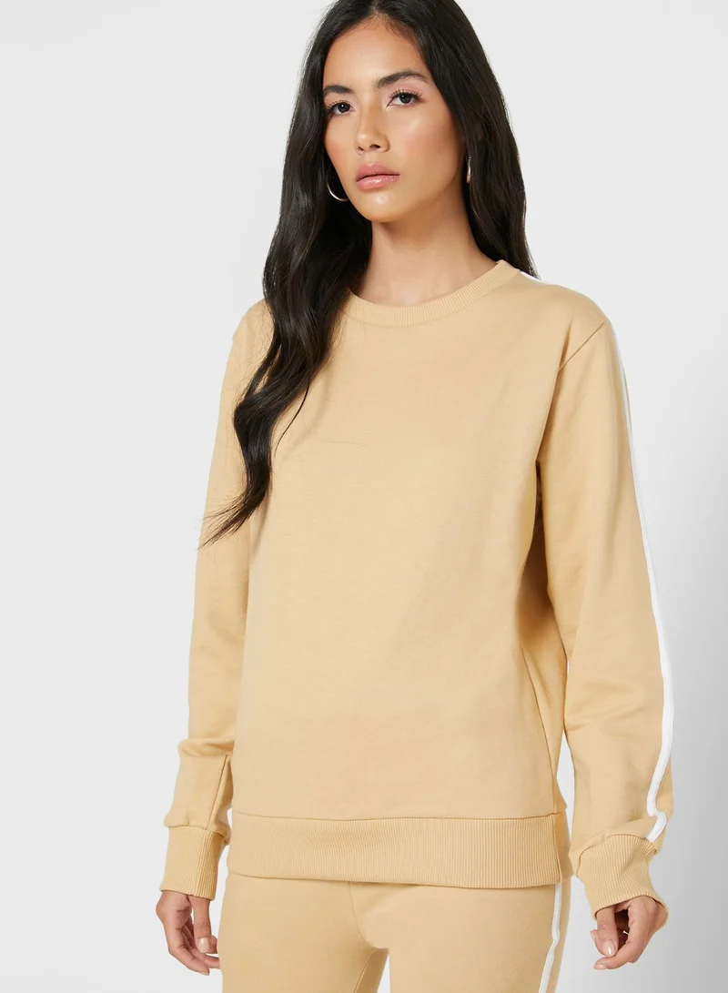 Ginger Basics Contrast Side Paneled Sweatshirt Joggers Set