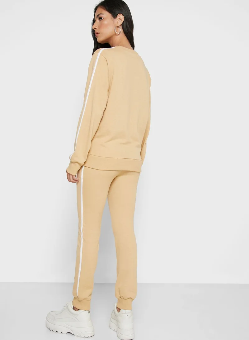 Ginger Basics Contrast Side Paneled Sweatshirt Joggers Set
