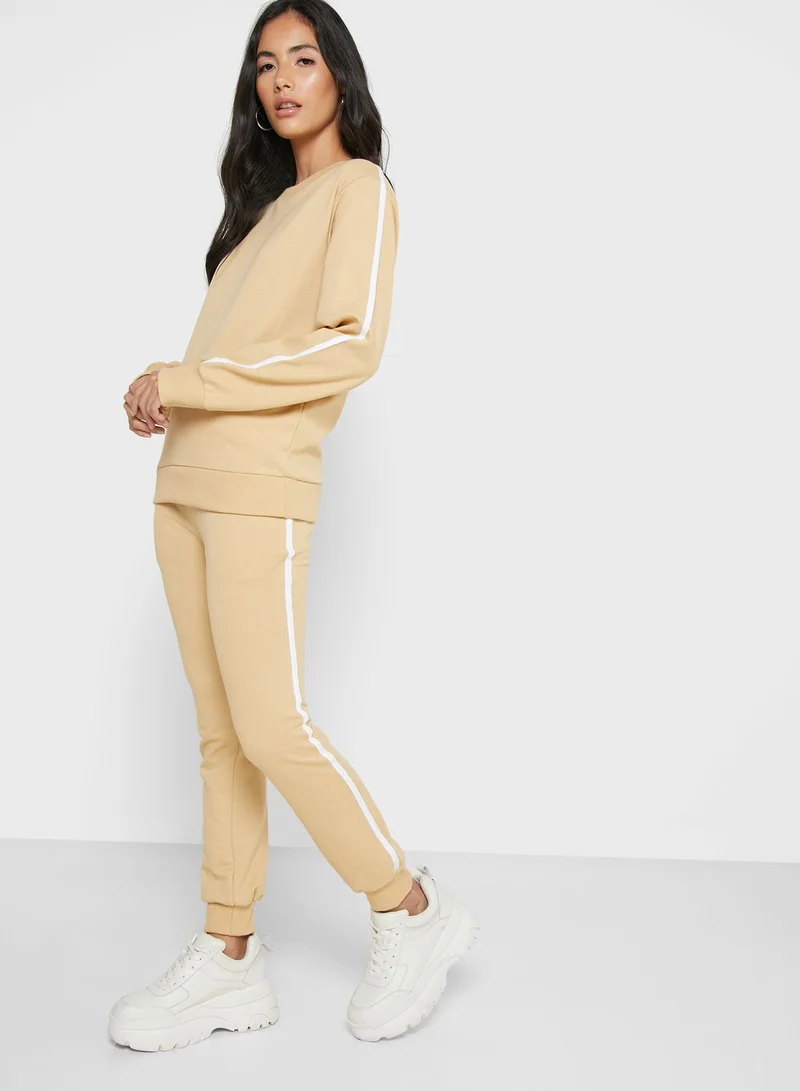 Ginger Basics Contrast Side Paneled Sweatshirt Joggers Set
