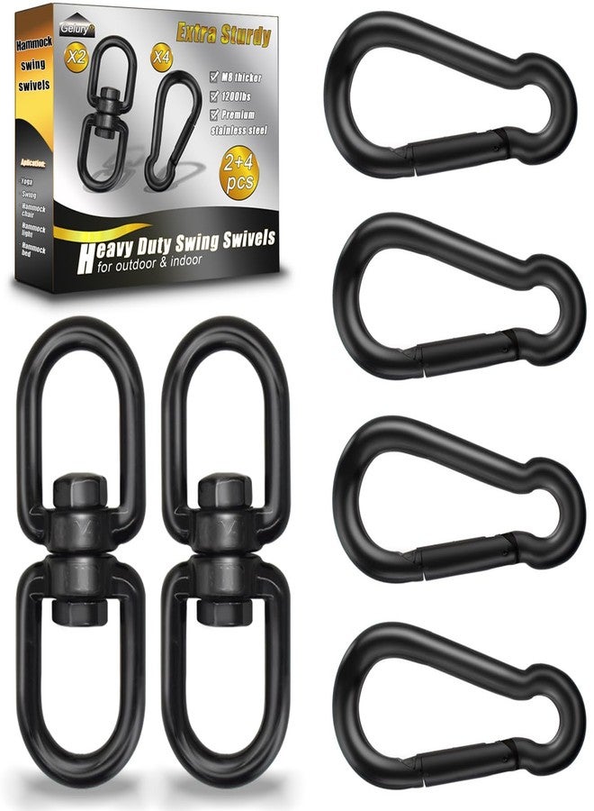 Gelury Black Swing Swivels 2 Pack, 304-Stainless Steel Swivel Rings, Double Eye Swivel Swing Hanger, Heavy Duty Swivel Hooks for Heavy Bag, Aerial Silks Swivel (M8, 2Pack) - Image 1