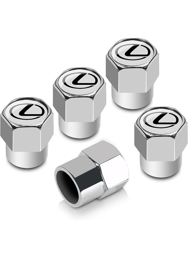 RATSAW 5 Pcs Tire Valve Stem Air Caps Cover Set Silver Logo Chrome Fit for CT is ES GS CT LS LX RX  - Image 1