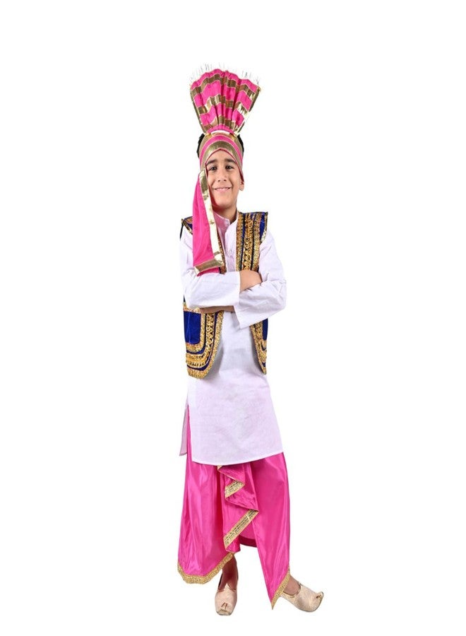 DESI ANDAAZ Punjabi Costume Dress Folk Dance Boys Set of 4(Kurta,Lungi,Jacket& Turra) Indian State Giddha Baisakhi Bhangra Dance Dress for Kids - Image 3