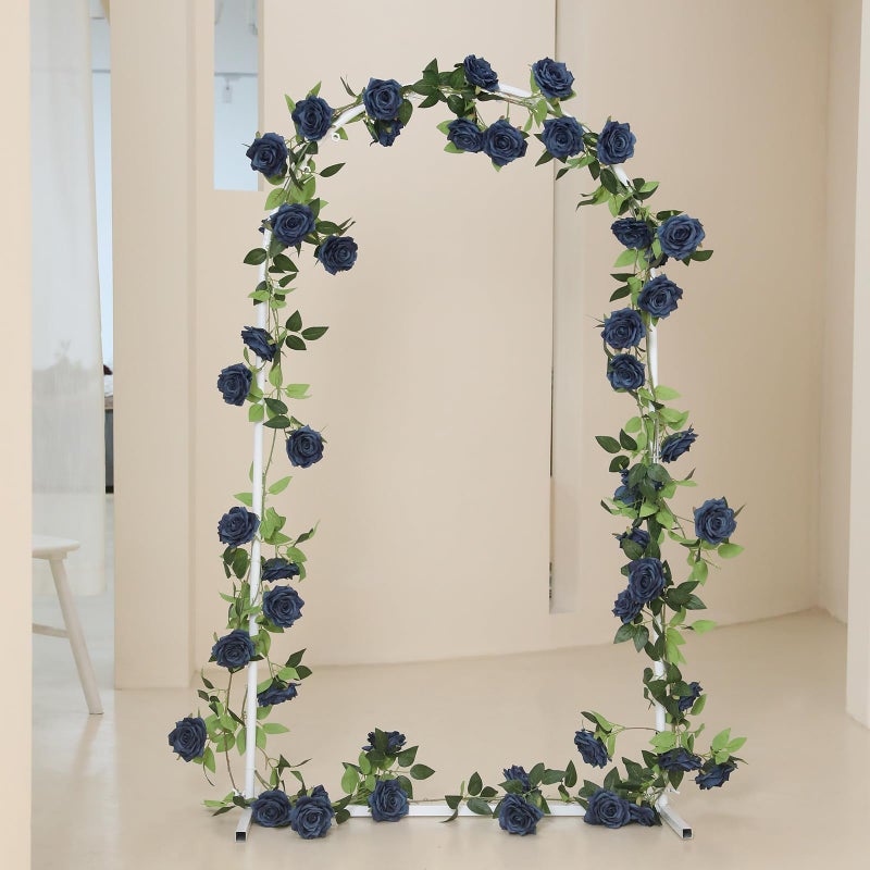 dallisten 2 Strands 73'' Artificial Silk Rose Flower Vines Garland, Fake Roses Floral Green Leaves Hanging Plant for Wedding Arrangement Decoration, Wall, Party, Bedroom, Home Decor (Blue) - Image 3