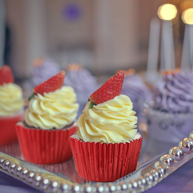 Golf Cupcake Liners Red,GOLF Standard Size Red Foil Cupcake Liners Wrappers Metallic Baking Cups,Muffin Paper Cases, 100 Pack - Image 4