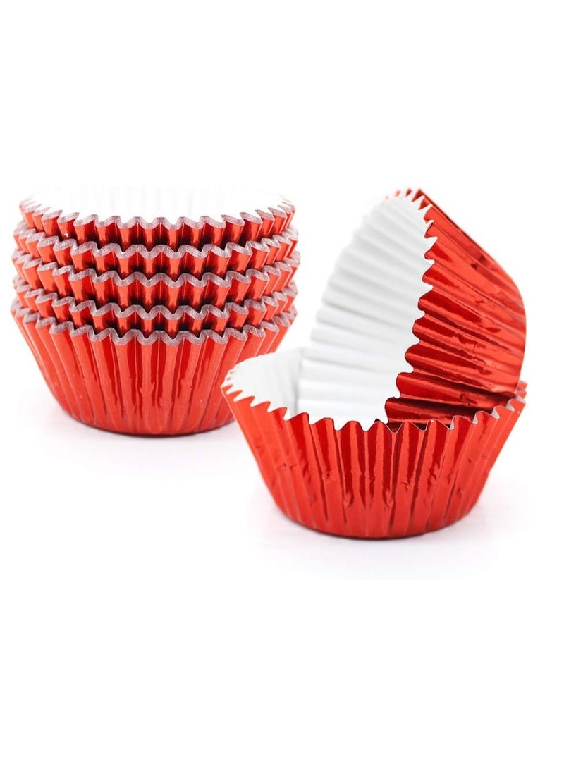Golf Cupcake Liners Red,GOLF Standard Size Red Foil Cupcake Liners Wrappers Metallic Baking Cups,Muffin Paper Cases, 100 Pack - Image 1