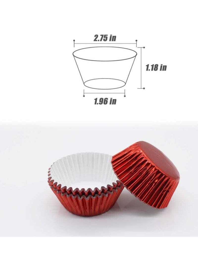 Golf Cupcake Liners Red,GOLF Standard Size Red Foil Cupcake Liners Wrappers Metallic Baking Cups,Muffin Paper Cases, 100 Pack - Image 2