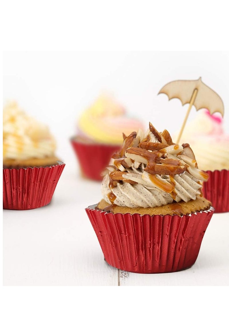 Golf Cupcake Liners Red,GOLF Standard Size Red Foil Cupcake Liners Wrappers Metallic Baking Cups,Muffin Paper Cases, 100 Pack - Image 4