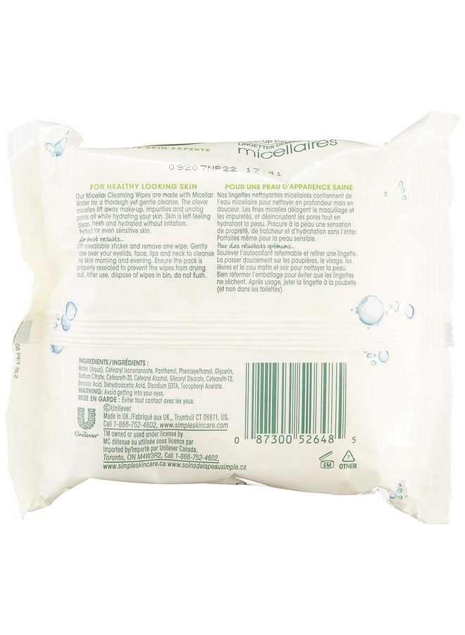 simple Facial Wipes Micellar 25 Count (Pack Of 6) - Image 3