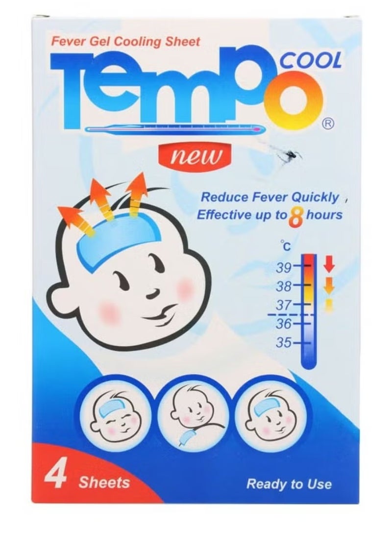 Tempo cool Fever-reducing gel compresses effective for up to 8 continuous hours, 4 pieces - Image 2