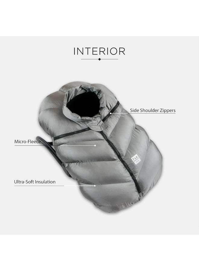 7 A.M. ENFANT Cocoon Infant Car Seat Cover, Metallic Grey - Image 3