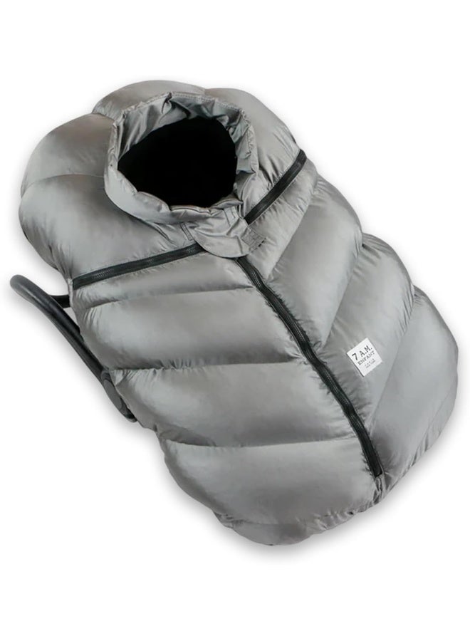 7 A.M. ENFANT Cocoon Infant Car Seat Cover, Metallic Grey - Image 1