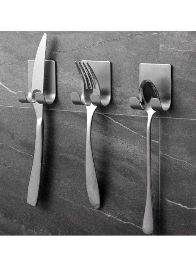 No-Drill Stainless Steel Razor Holder Adhesive Wall-Mounted Shaving Organizer Plug Hook and Storage Rack for Bathroom and Kitchen Silver 2pcs - Image 2