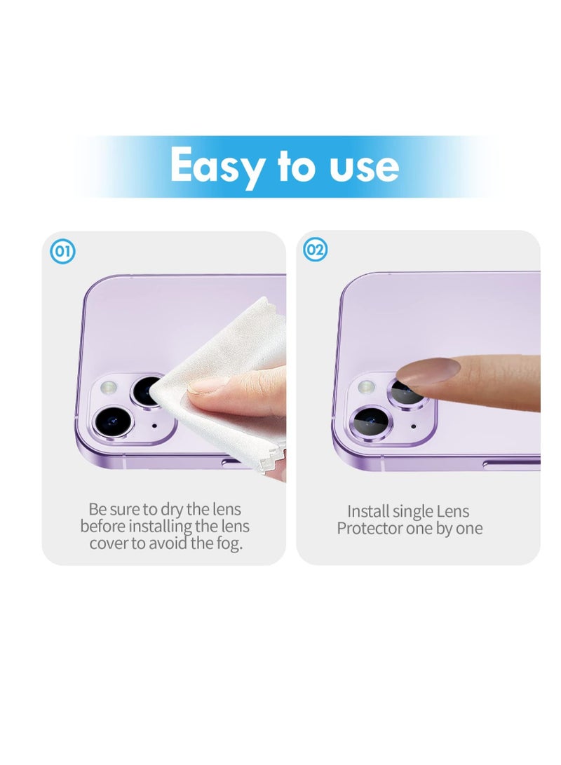 Camera Lens Protector Compatible withiPhone 13/13 mini/14/14 plus/15/15 plus | Impact Protection - High Clarity and Scratch/Fingerprint Resistant 9H Tempered Glass with Aluminum Trim (pink)  - Image 3