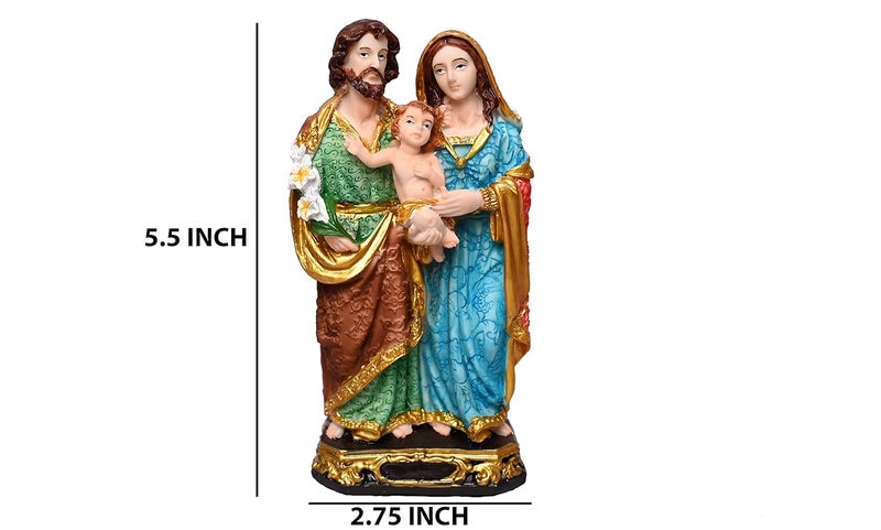 KariGhar Holy Family Decorative Christian Statues for Car DashboardHomeLiving RoomPrayer RoomGifting Multicolour15X27X55 inch Car - Image 2