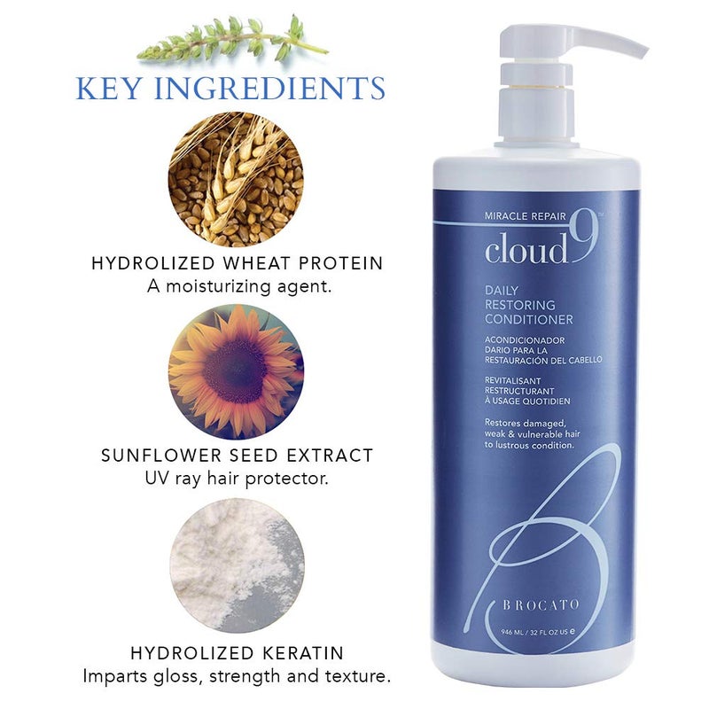 Brocato Cloud 9 Daily Restoring Conditioner, 32 oz | Miracle Repair Moisturizing & Revitalizing Rinse-Out Conditioner | Restores Damaged, Weak, Dry, & Vulnerable Hair to Lustrous Condition - Image 5