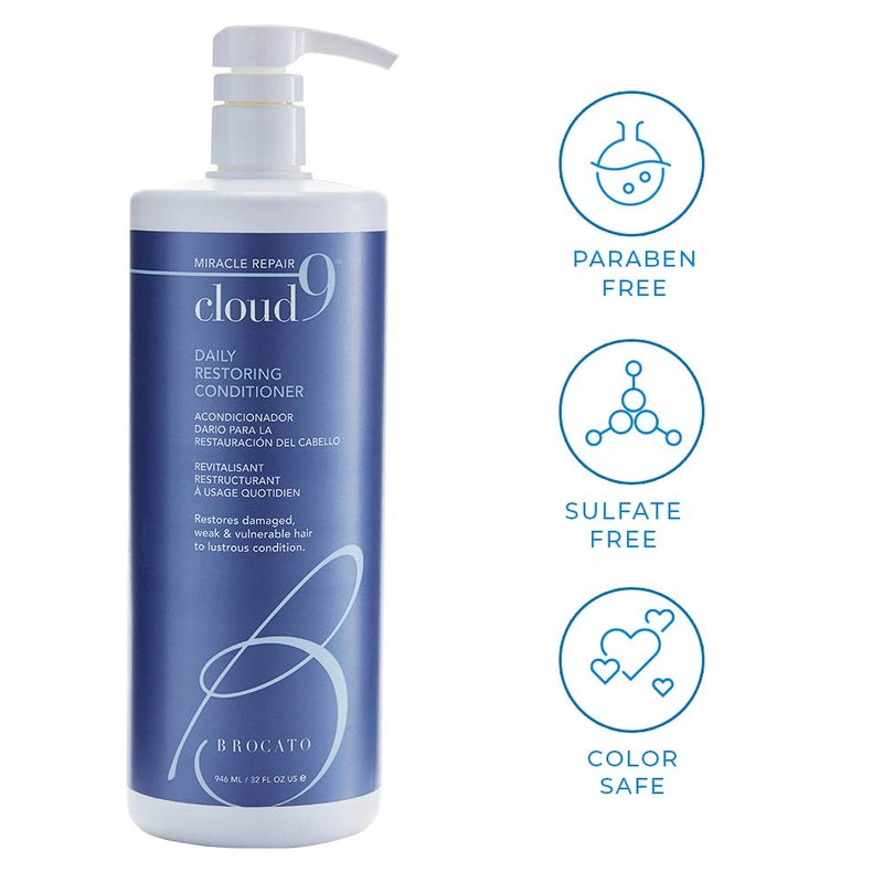 Brocato Cloud 9 Daily Restoring Conditioner, 32 oz | Miracle Repair Moisturizing & Revitalizing Rinse-Out Conditioner | Restores Damaged, Weak, Dry, & Vulnerable Hair to Lustrous Condition - Image 3