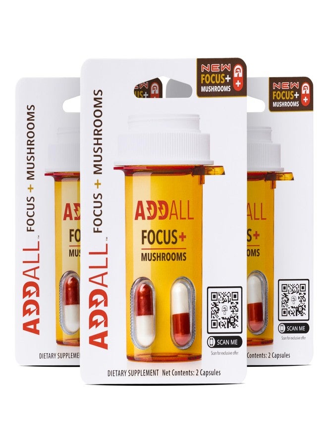 Addall Focus + Mushrooms Memory Supplement (3 Pack) #1 Effective Alternative Brain Supplement Substitute Pills Nootropic & Energy | No Crash | Science Backed Formula | 6 Capsules - Image 1