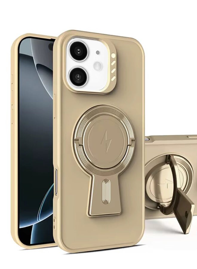 Magnetic Cover for iPhone 11 With Y-shape Holder MagSafe Rugged Shockproof Phone Case, Support Wireless Charging, Heavy Duty Protection Matte PC Anti -Scratch Ultra Thin Standing Phone Case For iPhone 11  (Gold) 