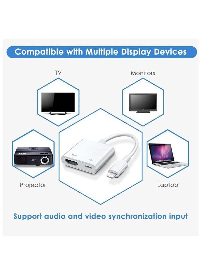 MFi Certified Lightning Digital AV Adapter iPhone HDMI Adapter to TV HDMI Cable Connector 1080P Sync Screen to TV/HDTV/Monitor/Projector Compatible with iPhone iPad - Image 2