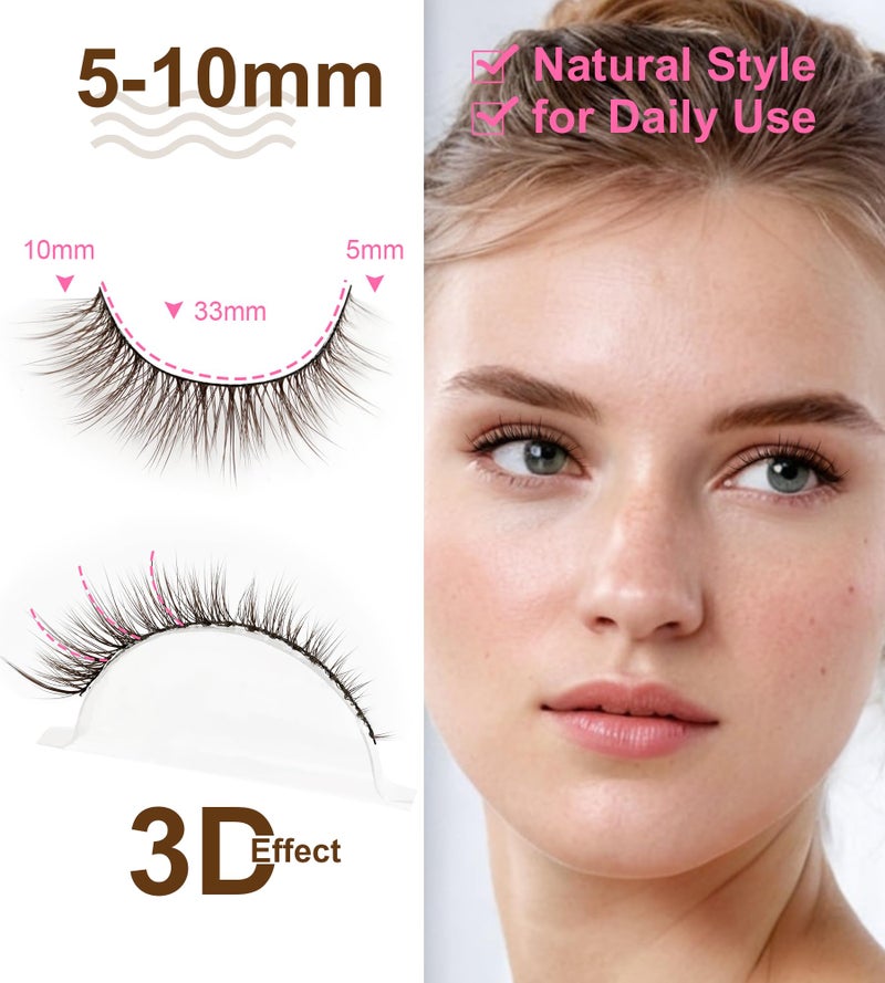 EMEDA Natural Dark Brown False Eyelashes 10mm 3D Brown False Lashes Soft Natural Looking Cat Eye Wispy Strip Lashes (R105-BROWNï¼‰ - Image 2