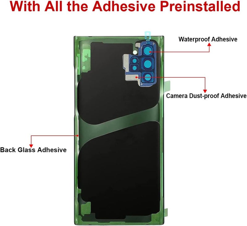 Perzework Rear Back Glass Replacement for Samsung Galaxy Note 10 Plus with Reparing Toolkit and Pre-Installed A-dhesive (Aura Glow) - Image 3