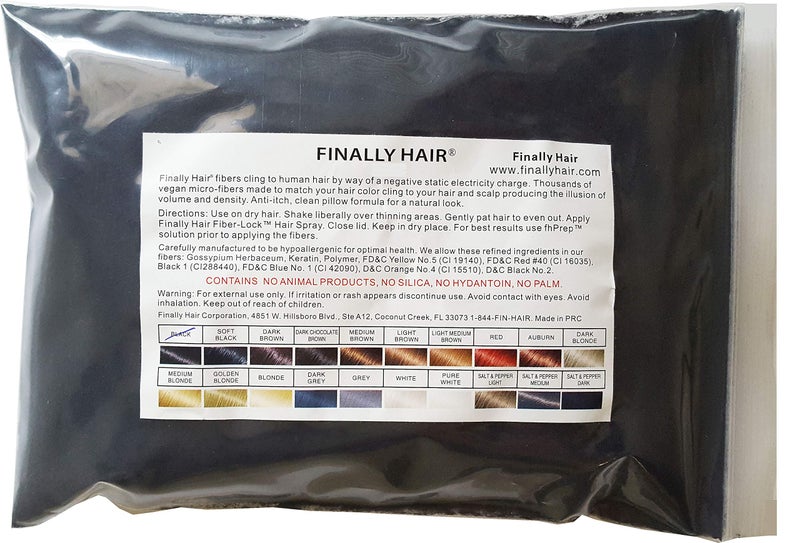 Finally Hair Finally Hair Fibers Refill Bag - 56 Grams of Premium Hair Loss Concealer in a Refill Bag (Black)