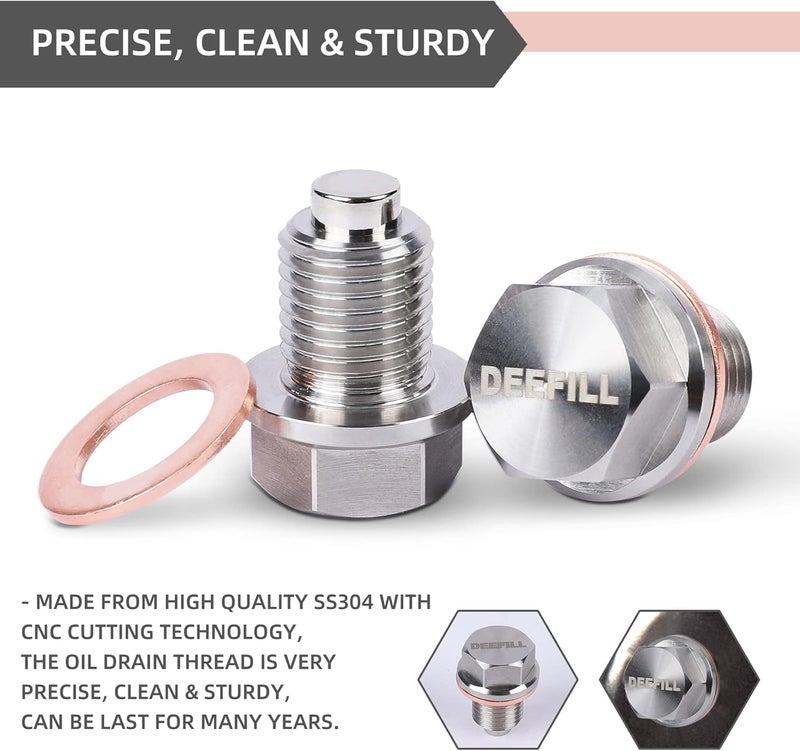 DEEFILL M12 x 1.5 Magnetic Oil Drain Plug with Copper Crush Washer for BMW and Benz - Image 4