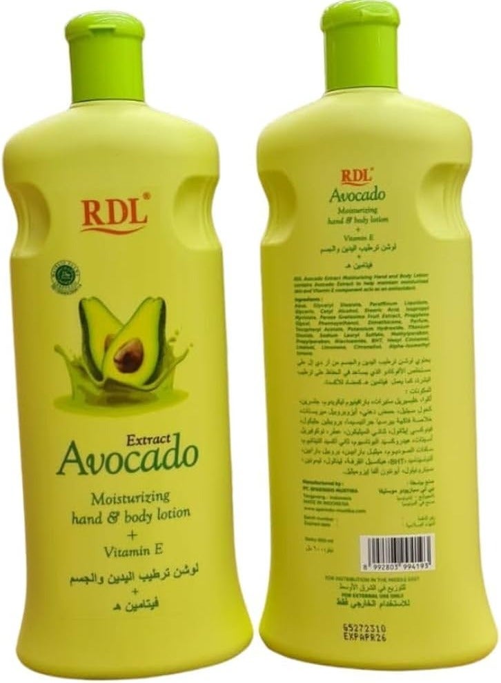 RDL Avocado Extract + Vitamin E Moisturizing Hand & Body Lotion - 600ml - Image 3