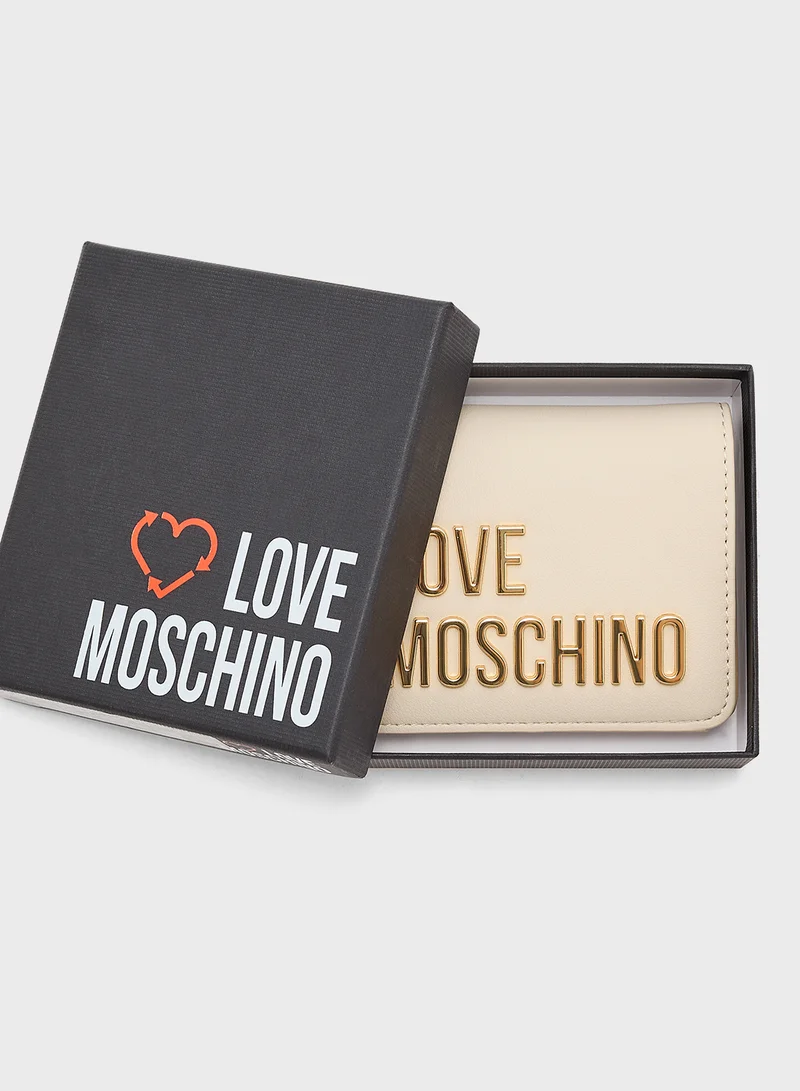 Love Moschino Logo Detailed Flap Over Wallet