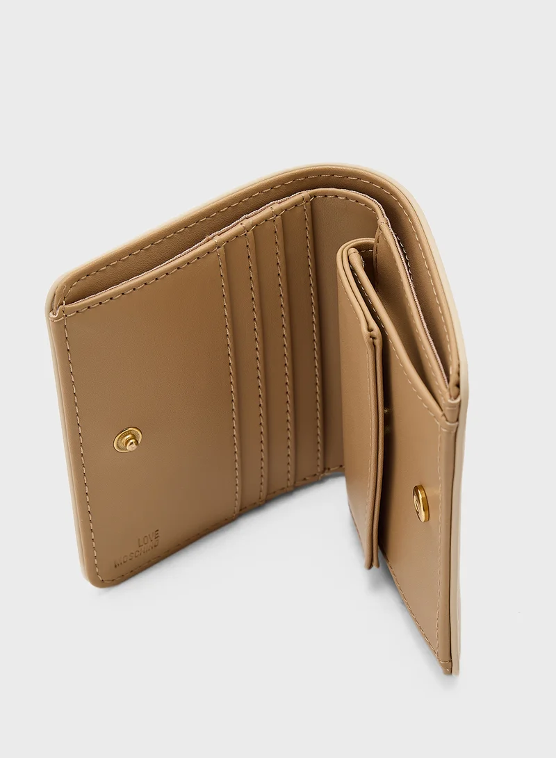 Love Moschino Logo Detailed Flap Over Wallet