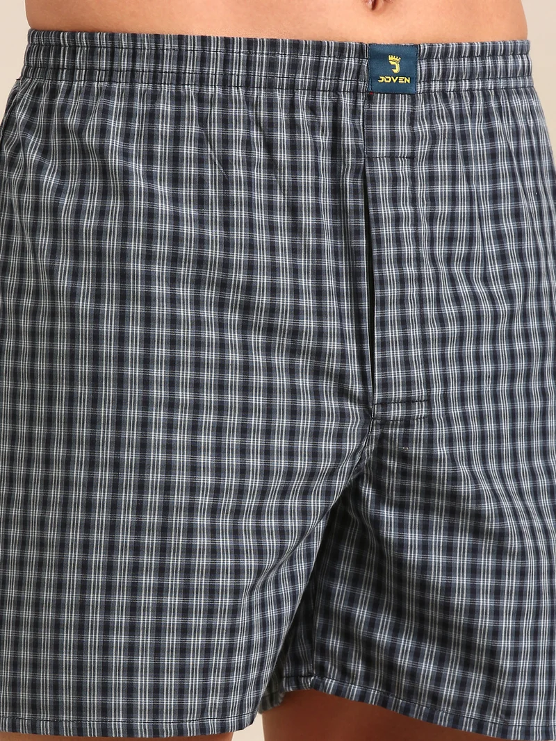 جوفن Men Checked Pure Cotton Boxers Pack of 2