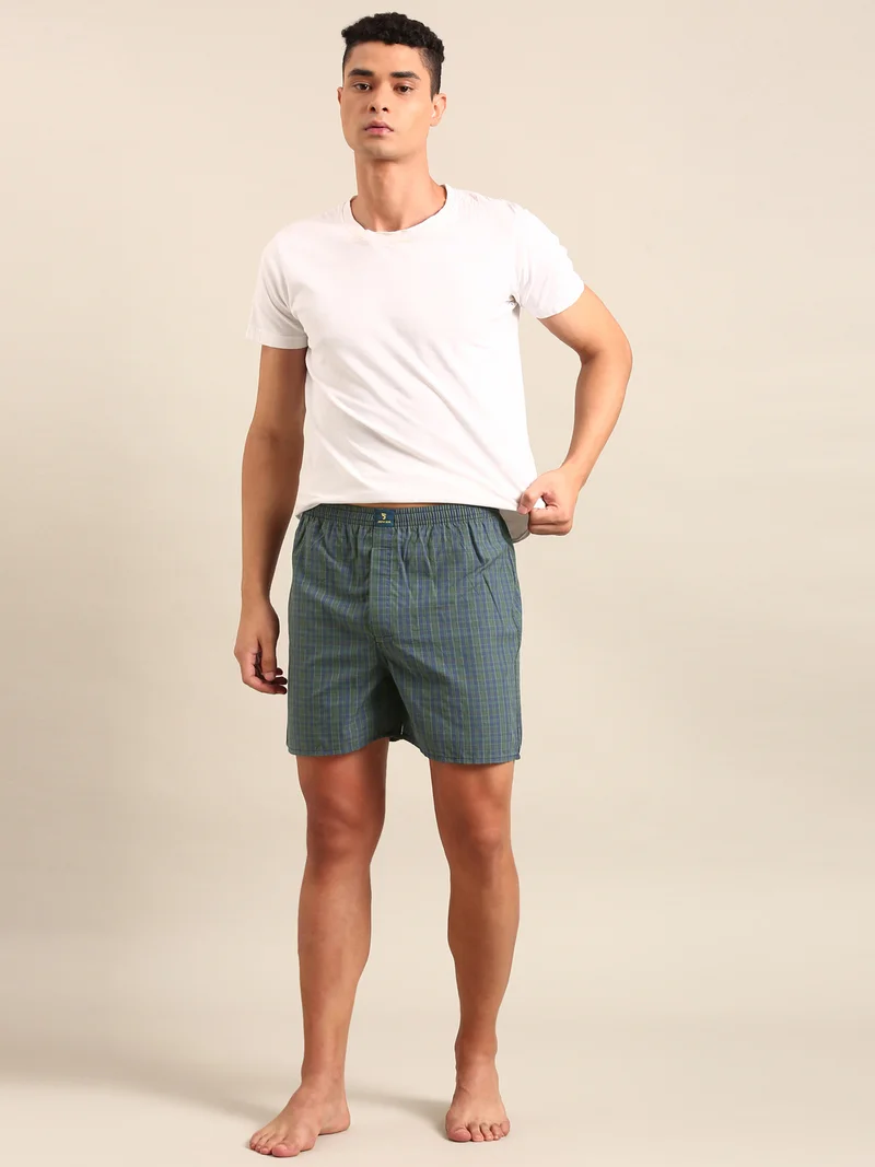 جوفن Men Checked Pure Cotton Boxers Pack of 2