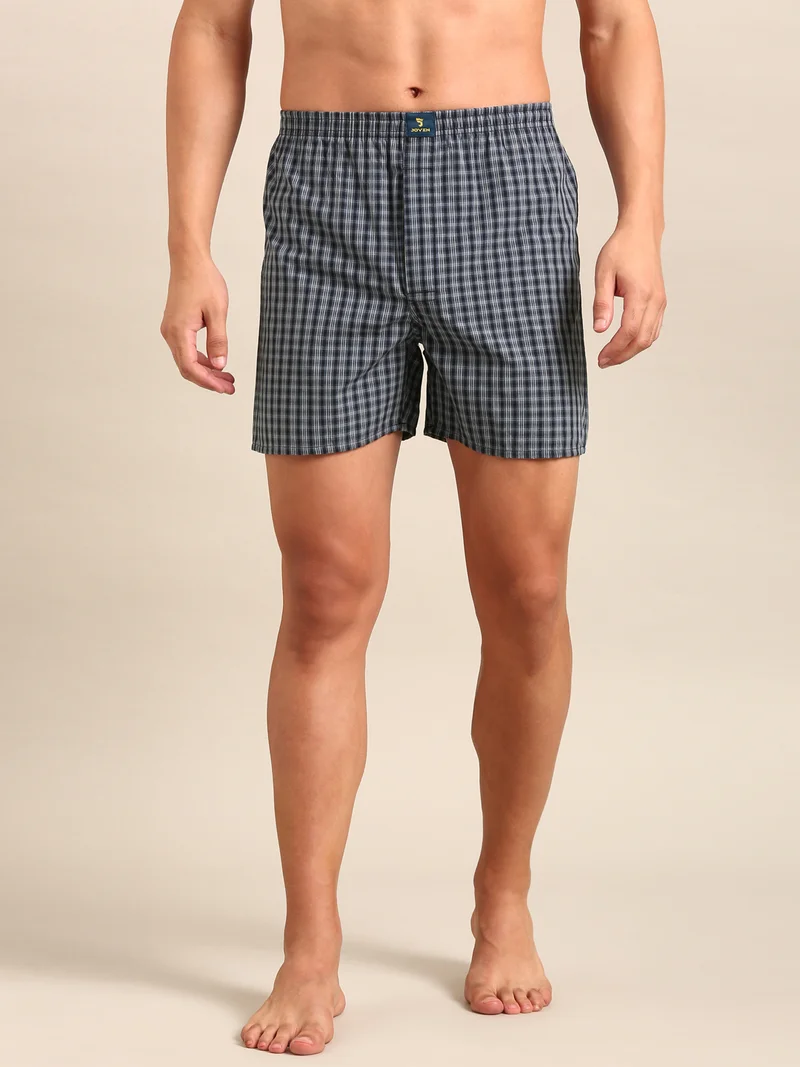 جوفن Men Checked Pure Cotton Boxers Pack of 2