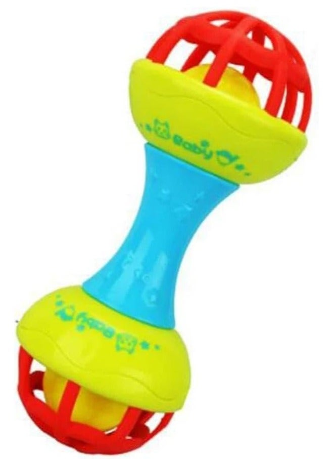 Baby Rattle Toy, Early Developmental Dumbell Toy for Infants, BPA-Free Plastic, Multicolor - Image 1