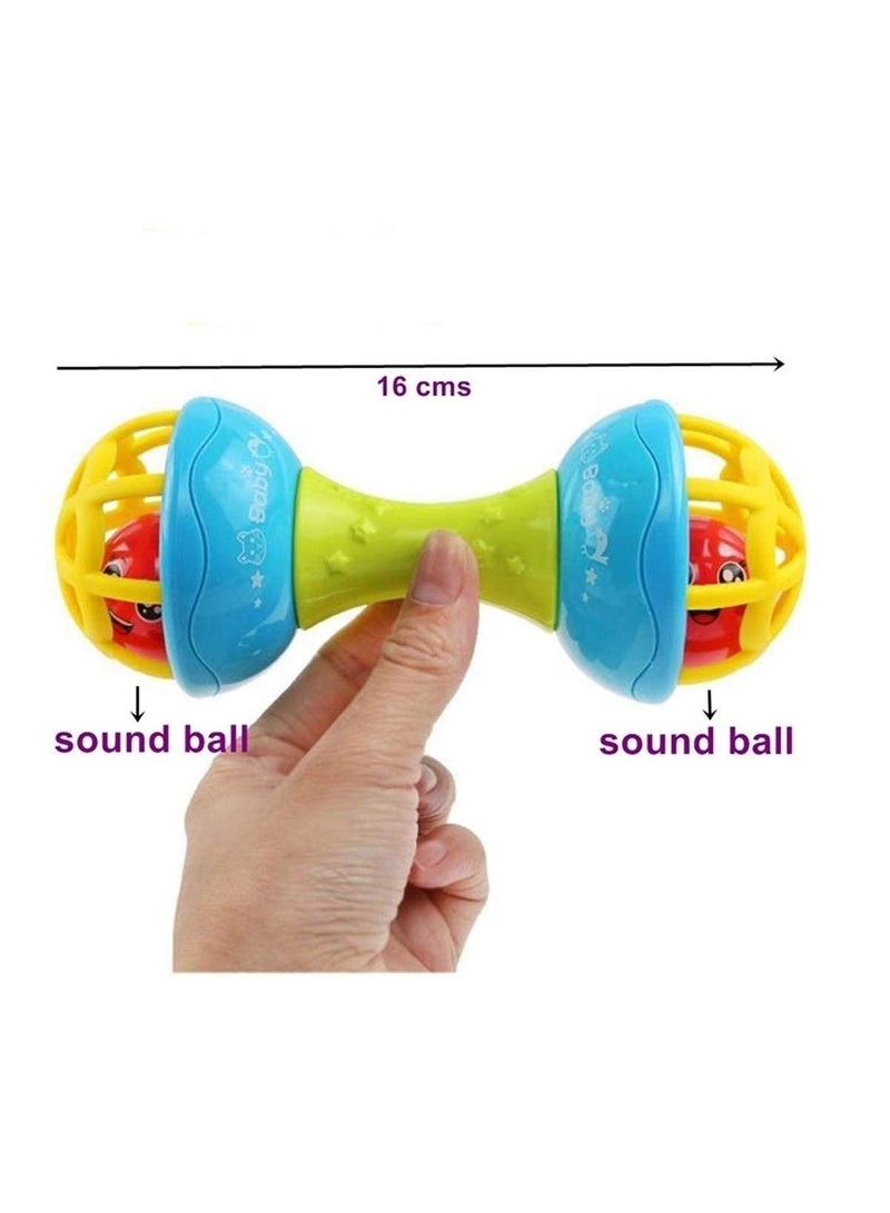 Baby Rattle Toy, Early Developmental Dumbell Toy for Infants, BPA-Free Plastic, Multicolor - Image 3